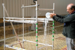 The prototype WireWall rig being tested at the National Oceanography Centre. 